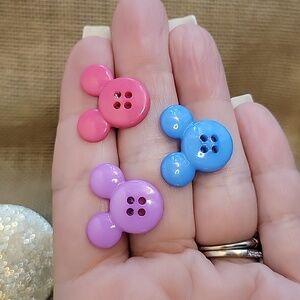 MICKEY MOUSE BUTTON EARRINGS, Choice of Color